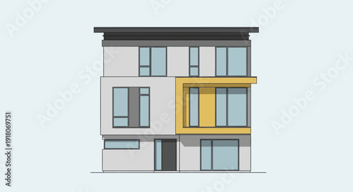 Modern Apartment Building with Contemporary Architecture and Multiple Stories in a Bright Studio Background