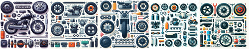 Vector set image of motorcycle sparepart.