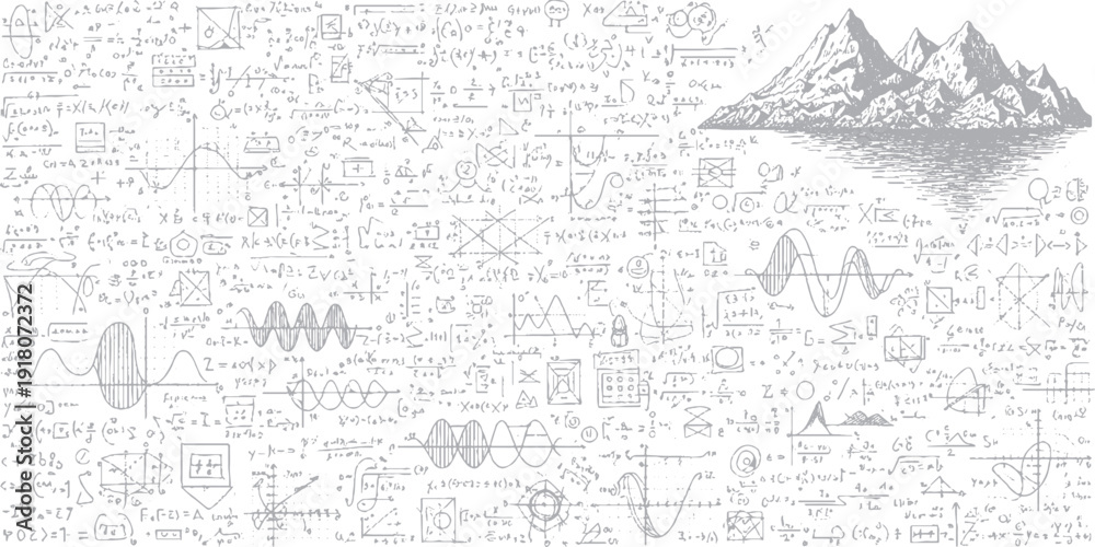 Obraz premium complex mathmatic texure overley with a mountain 