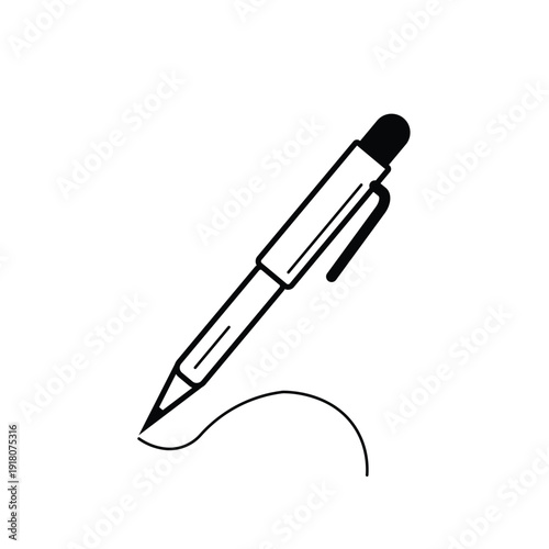 Vector illustration of a ballpoint pen in doodle style.