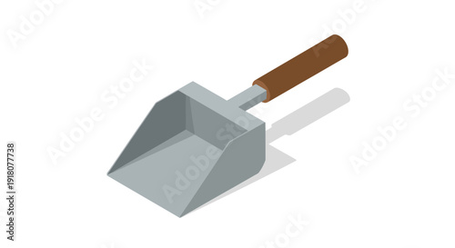 Gray Metal Shovel with Wooden Handle.