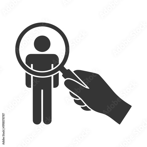 ルーペを持つ手のシルエットアイコン　人物