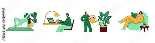 Flat Vector Lifestyle and Productivity Character Element Kit for Work-Life Balance Concepts