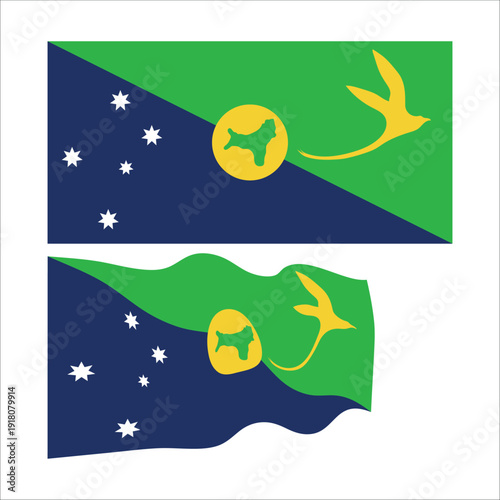 Christmas island flag with golden bosun bird and southern cross stars in two styles