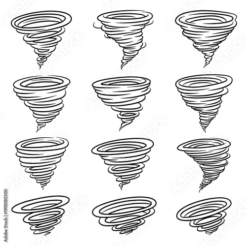 Multiple light sketch tornado variations