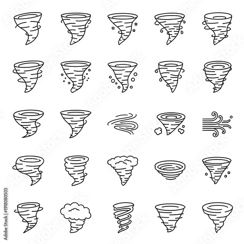 Tornado and wind icon set vector illustration