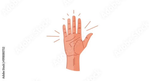Hand with palm facing outward and fingers spread symbolizing stop or rejection with dynamic lines around it