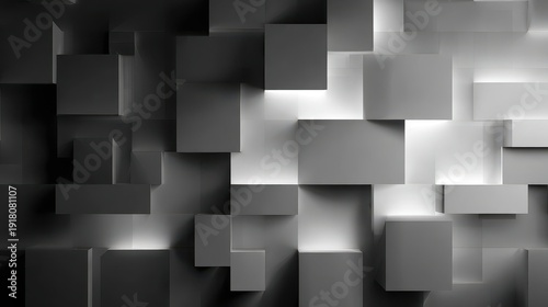 Black and white image of a wall made of cubes