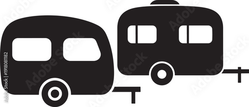Two caravan silhouette trailer camper home travel camp