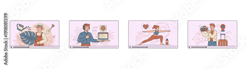 Flat Vector Lifestyle and Career Video Content Creator Graphic Set for Digital Learning Platforms