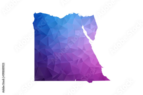 Egypt Map - Polygon Style Vector Illustration in Blue and Purple Gradient, Low Poly Geometric Design, Isolated on White Background, Ideal for Infographics and Learning Materials.