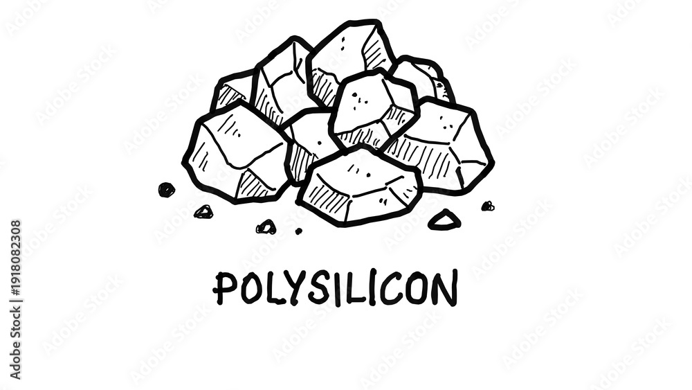 Obraz premium Polysilicon Chunks Pile Sketch, Transparent Image, semiconductor