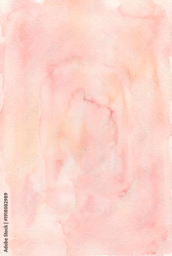 Fototapeta premium Soft abstract watercolor painting in pastel pink and peach tones, ethereal wash texture with subtle gradients, artistic background.