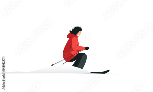 Woman skiing downhill