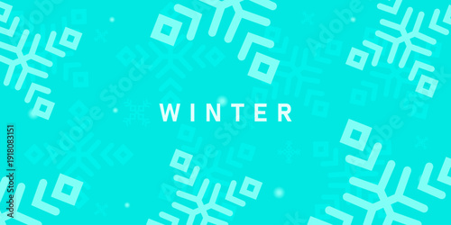 Winter Season Graphic Banner  Teal Snowflake Background Design