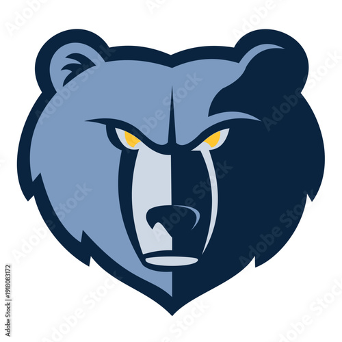Fierce grizzly bear head mascot logo vector illustration for sports and gaming. Angry bear face mascot icon isolated on white background.