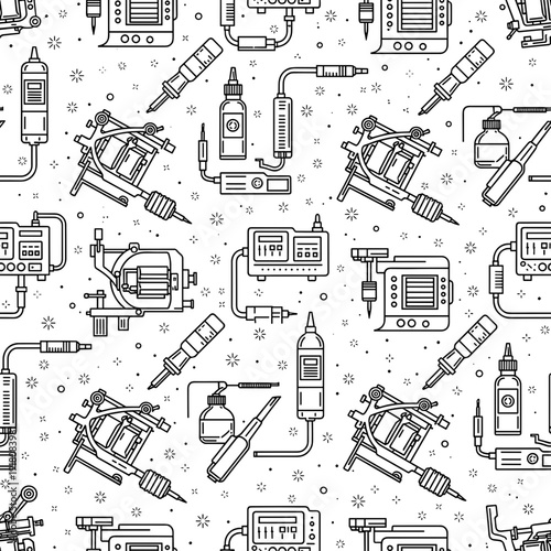 Complex background pattern of tattoo studio tools