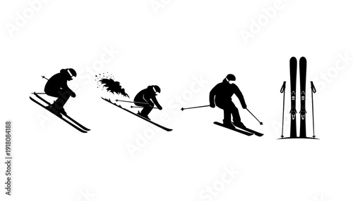 ski silhouettes
