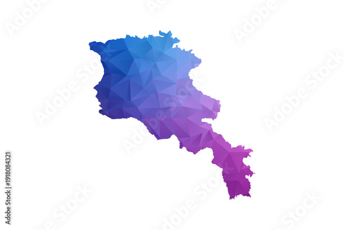 Armenia Map - Polygon Style Vector Illustration in Blue and Purple Gradient, Low Poly Geometric Design, Isolated on White Background, Ideal for Infographics and Learning Materials.