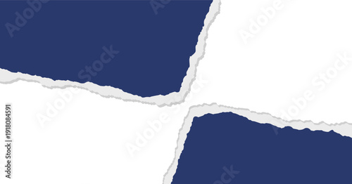 Horizontal dark blue torn paper edges border with shadow vector