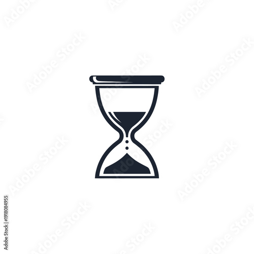 Monochromatic Hourglass Timer Symbol With Sand Falling In Center White Background