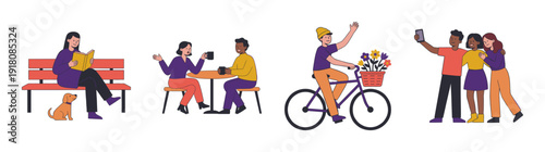 Flat Vector Lifestyle People Characters Graphic Set for Community and Urban Social Interaction Design
