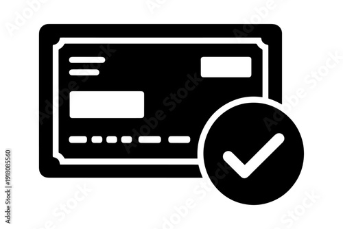 secure payment transaction, depicted through a stylized graphic of a credit card and confirmation tick symbol
