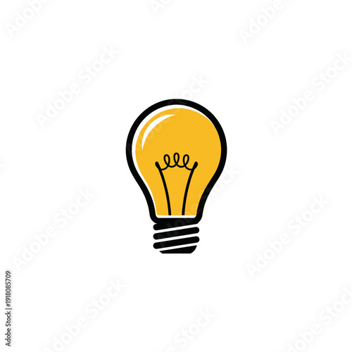 Illustration Of A Yellow Light Bulb On A White Background