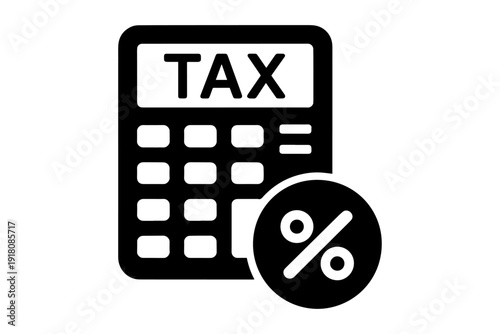 Simplified vector illustration of tax calculator with percentage symbol