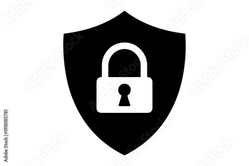 Digital shield and lock icon, symbolizing protection, privacy, security and safety