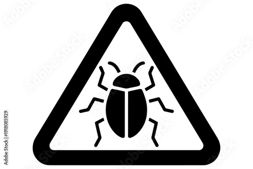 insect warning sign with beetle silhouette, triangular cautionary symbol, signifies risk