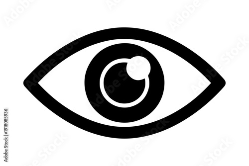 Simple, black and white depiction of an eye, symbolizing vision and perception. 
