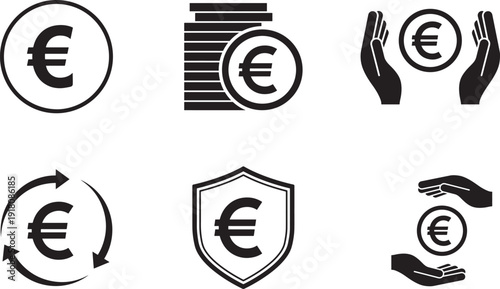  Editable euro symbol icon collection for financial, business and payment design
