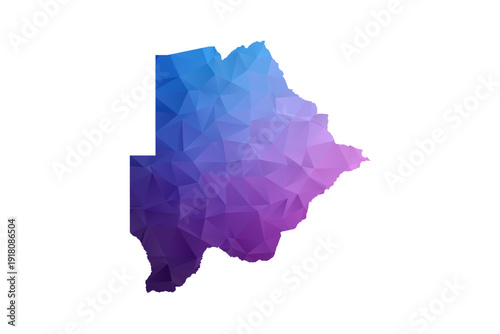Botswana Map - Polygon Style Vector Illustration in Blue and Purple Gradient, Low Poly Geometric Design, Isolated on White Background, Ideal for Infographics and Learning Materials.
