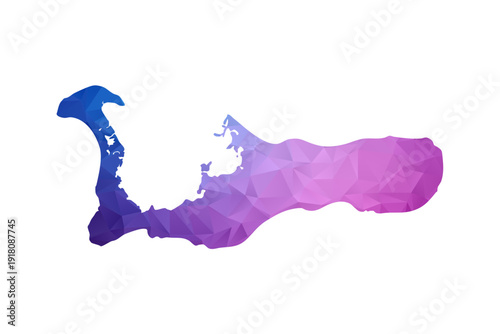 Cayman Islands Map - Polygon Style Vector Illustration in Blue and Purple Gradient, Low Poly Geometric Design, Isolated on White Background, Ideal for Infographics and Learning Materials.