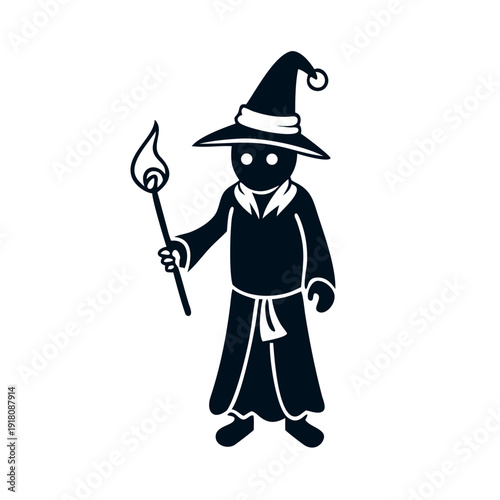 Simple Human Wizard Silhouette Icon Vector