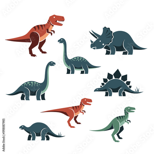 Colorful Collection of Various Cartoon Dinosaur Species for Kids Learning
