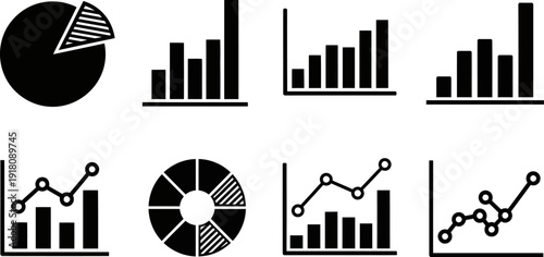 collection of business charts and graphs for data analysis and statistics
