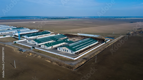 Tableau sur toile livestock complex top view. aerial survey