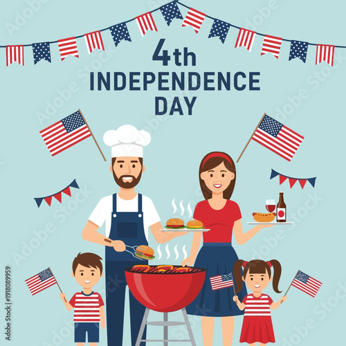 Family BBQ Celebration for 4th of July Independence Day