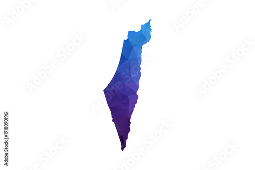 Palestine Map - Polygon Style Vector Illustration in Blue and Purple Gradient, Low Poly Geometric Design, Isolated on White Background, Ideal for Infographics and Learning Materials.