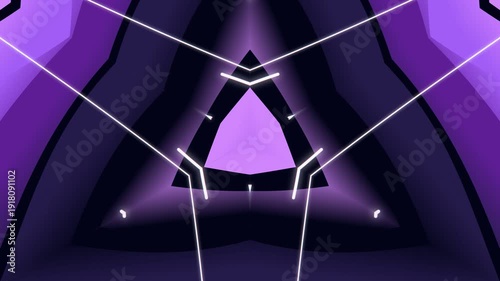 Purple Neon Light Geometric Shapes Animation.