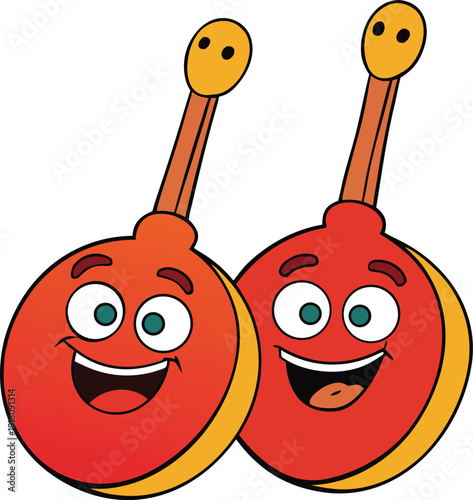 A vibrant Spanish castanet clicks rhythmically, its wooden shells producing sharp, lively beats, perfect for flamenco dance and festive, passionate performances.
