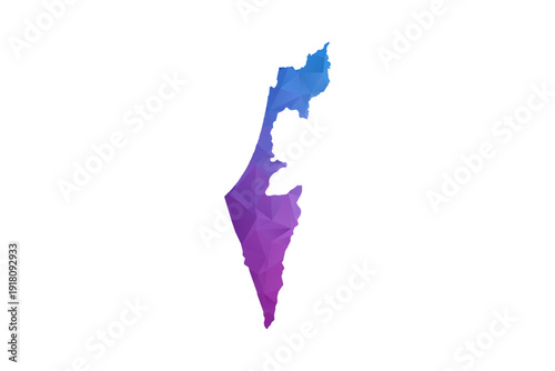 Palestine Map - Polygon Style Vector Illustration in Blue and Purple Gradient, Low Poly Geometric Design, Isolated on White Background, Ideal for Infographics and Learning Materials.