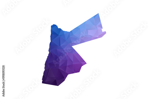 Jordan Map - Polygon Style Vector Illustration in Blue and Purple Gradient, Low Poly Geometric Design, Isolated on White Background, Ideal for Infographics and Learning Materials.