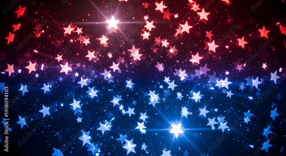 Obraz premium Vibrant starry night sky with red and blue stars shining brightly