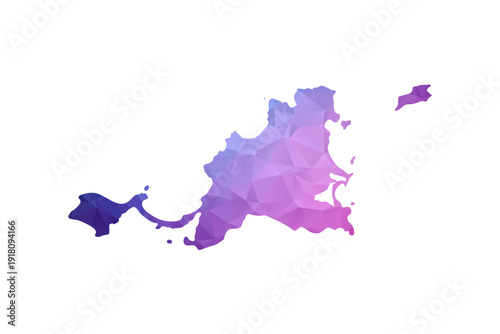 Saint Martin Map - Polygon Style Vector Illustration in Blue and Purple Gradient, Low Poly Geometric Design, Isolated on White Background, Ideal for Infographics and Learning Materials.