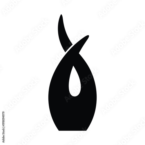 Modern black logo with teardrop shape and curved element
