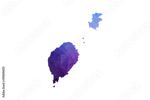 Sao Tome and Principe Map - Polygon Style Vector Illustration in Blue and Purple Gradient, Low Poly Geometric Design, Isolated on White Background, Ideal for Infographics and Learning Materials.