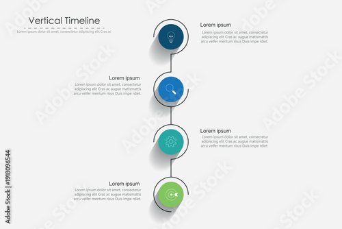 vertical timeline milestone infographic template banner with 4 point list information for slide presentation.	
